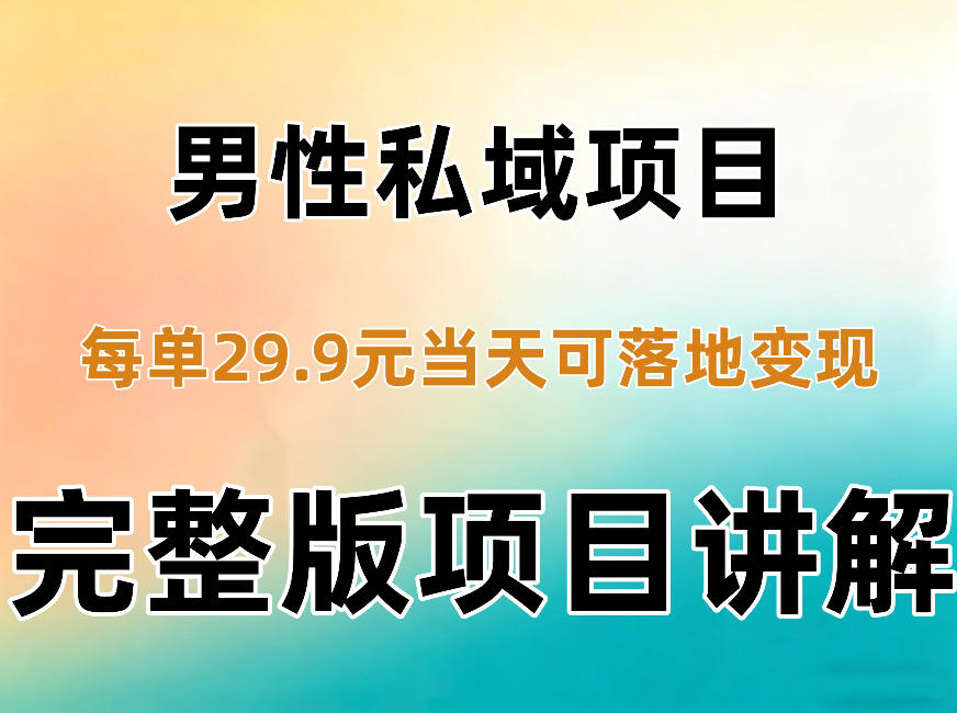 男性私域项目每单29.9，当天就能落地变现【不是S粉项目】详细拆解|一人科技OPC聚合软件