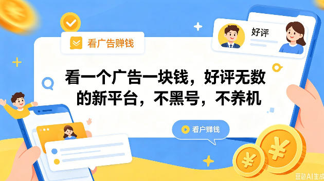 看一个广告一块钱，好评无数的新平台，不黑号，不养机，一撸几十块钱还是不错的【揭秘】|一人科技公司导航