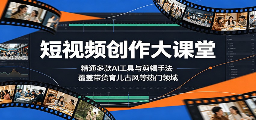 短视频创作大课堂：精通多款AI工具与剪辑手法，覆盖带货、育儿、古风等热门领域|一人科技公司导航