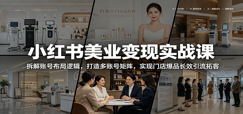 小红书美业变现实战课：拆解账号布局逻辑，打造多账号矩阵，实现门店爆品长效引流拓客|一人科技公司导航
