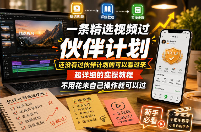 一条精选视频过伙伴计划，还没有过伙伴计划的可以看过来，超详细的实操教程，不用花米自己操作就可以过|一人科技公司导航