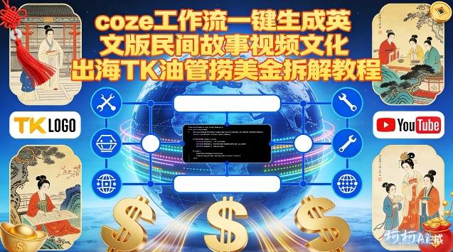Coze扣子工作流一键生成英文版民间故事视频，文化出海TK油管捞美金拆解教程|HOOK协议网