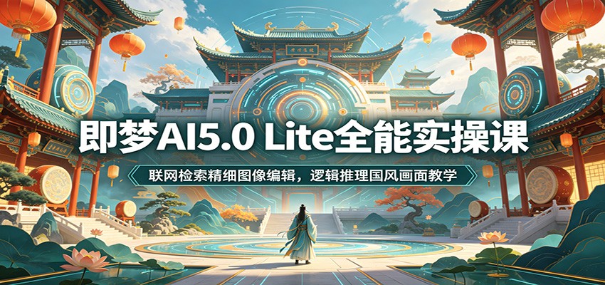 即梦AI5.0 Lite全能实操课：联网检索精细图像编辑，逻辑推理国风画面教学|一人科技OPC聚合软件