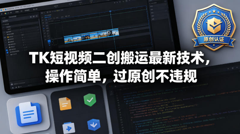 TK短视频二创搬运最新技术，操作简单，过原创不违规|协议软件打粉软件