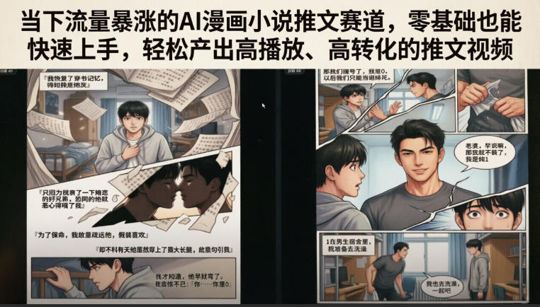 当下流量暴涨的AI漫画小说推文赛道，零基础也能快速上手，轻松产出高播放、高转化的推文视频|一人科技公司导航