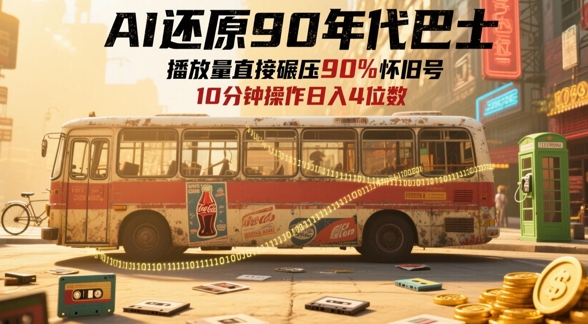 AI还原90年代巴士，一帧就让70后泪崩，播放量直接碾压90%怀旧号，每天操作十分钟，日入四位数|HOOK协议网