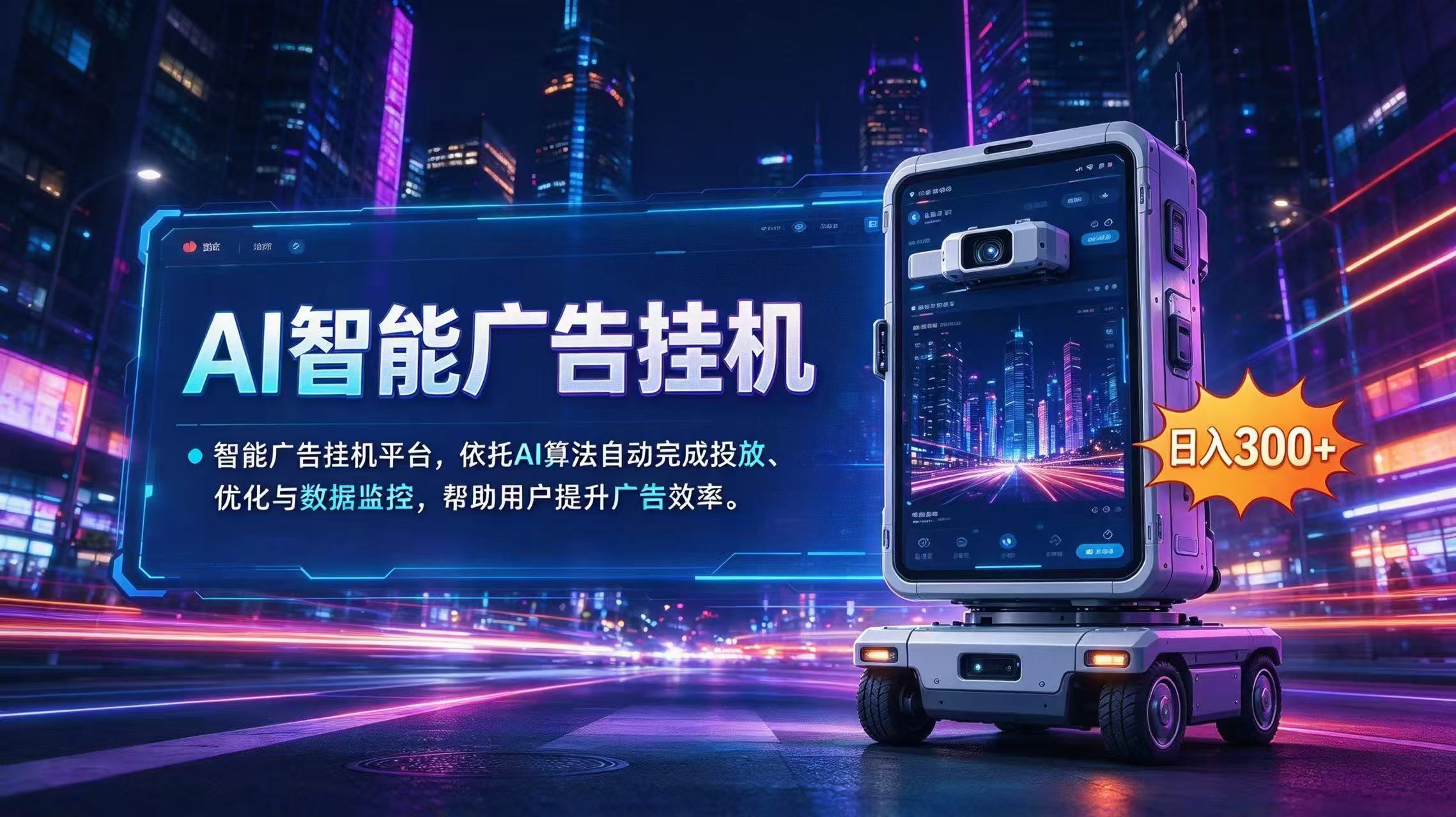 AI 智能广告挂机｜AI 自动运行，轻松托管广告任务|一人科技OPC聚合软件