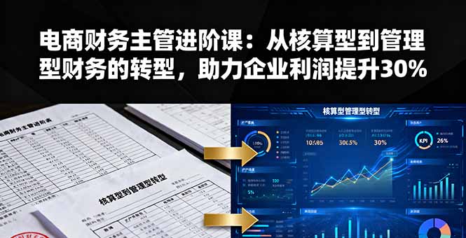 电商财务主管进阶课：从核算型到管理型财务的转型，助力企业利润提升30%|HOOK协议网