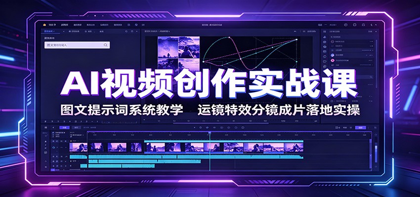 AI视频创作实战课：图文提示词系统教学，运镜特效分镜成片落地实操|一人科技OPC聚合软件