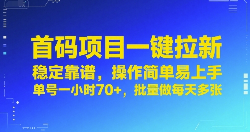 首码项目一键拉新，稳定靠谱，操作简单易上手，单号一小时70+，批量做每天多张【揭秘】|HOOK协议网