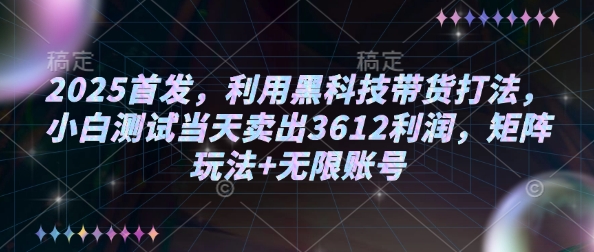 2025首发，利用黑科技带货打法，小白测试当天卖出3612利润，矩阵玩法+无限账号【揭秘】|HOOK协议网