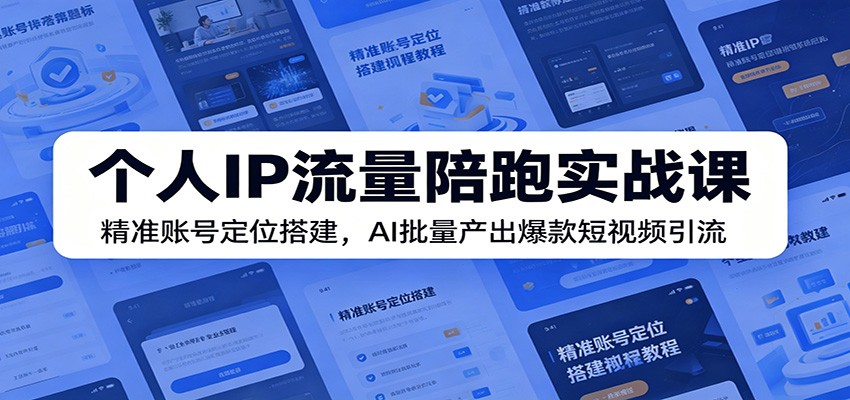 个人IP流量陪跑实战课：精准账号定位搭建，AI批量产出爆款短视频引流|一人科技公司导航