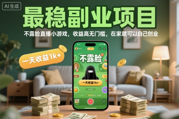 最稳副业项目，不露脸直播小游戏，收益高无门槛，一天收益1k+，在家就可以自己创业【揭秘】|HOOK协议网