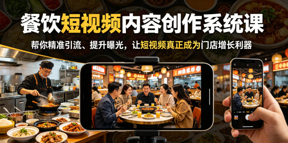 餐饮短视频内容创作系统课，帮你精准引流、提升曝光，让短视频真正成为门店增长利器|一人科技公司导航