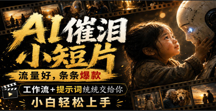 AI催泪小短片，流量好，条条爆款，工作流+提示词统统交给你，小白轻松上手|一人科技OPC聚合软件