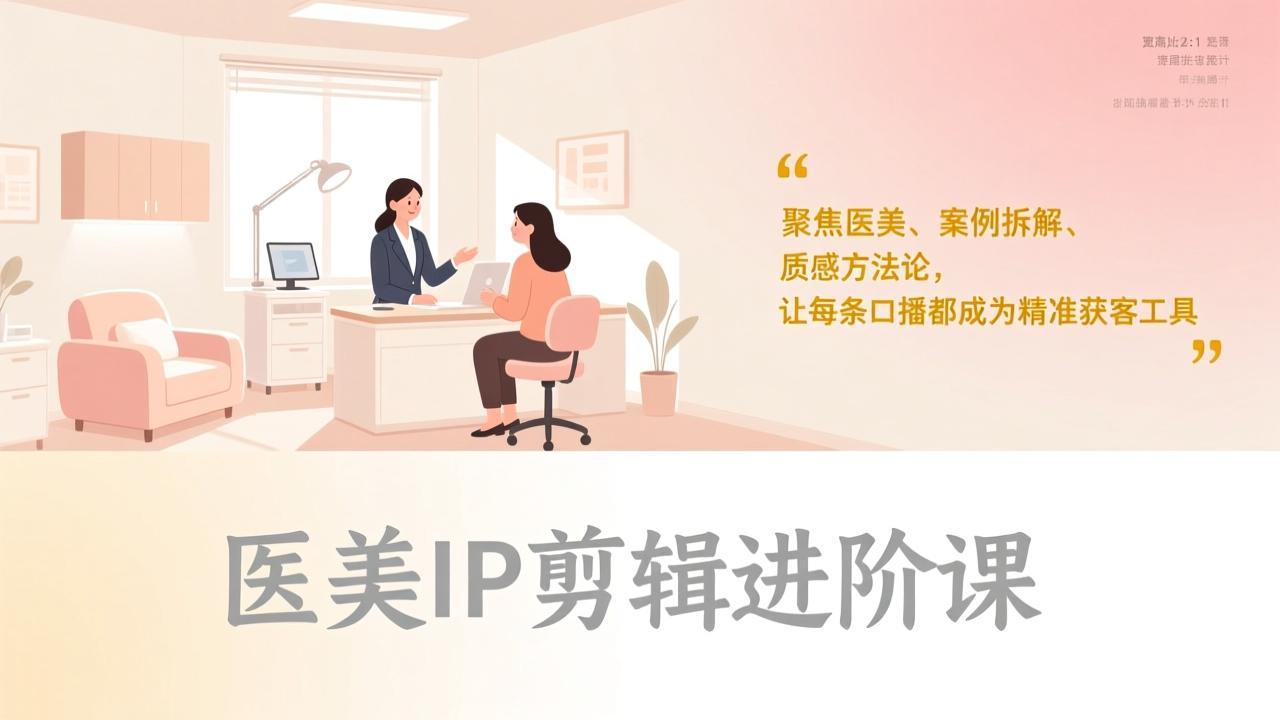 医美IP剪辑进阶课，聚焦医美、案例拆解、质感方法论，让每条口播都成为精准获客工具|协议软件打粉软件