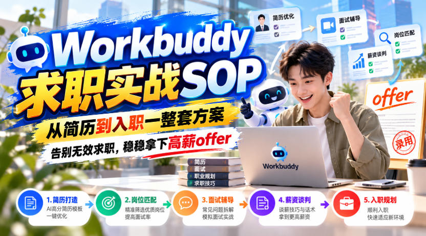 Workbuddy求职实战SOP，从简历到入职一整套方案，告别无效求职，稳稳拿下高薪offer|一人科技OPC聚合软件