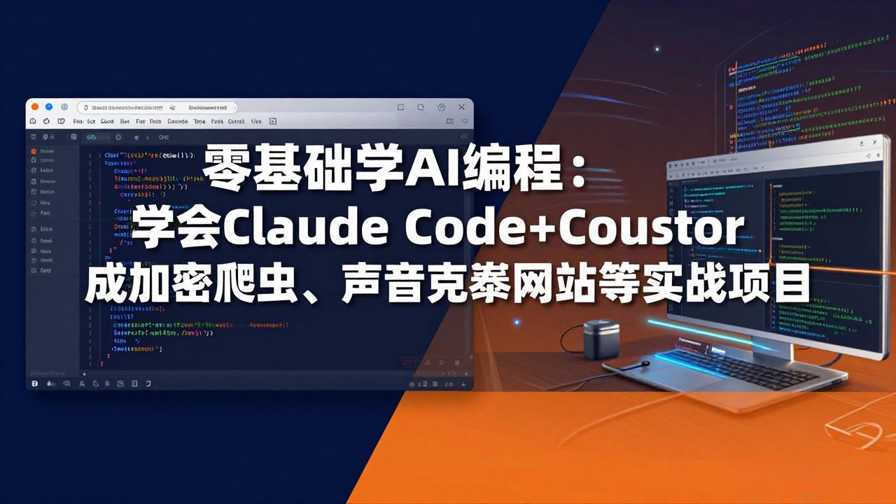 零基础学AI编程：学会Claude Code+Cursor完成加密爬虫、声音克隆网站等实战项目|协议软件打粉软件
