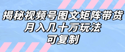 解密视频号图文矩阵带货，月入几个W的打法，可复制|HOOK协议网