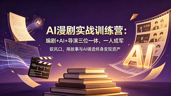 AI漫剧实战训练营：编剧+AI+导演三位一体，一人成军 驭风口，用故事与AI铸造终身变现资产|一人科技公司导航