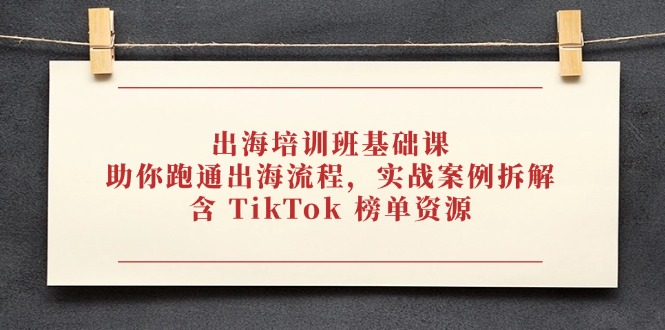 出海培训班基础课，助你跑通出海流程，实战案例拆解，含 TikTok 榜单资源|HOOK协议网