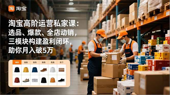 淘宝高阶运营私家课：选品、爆款、全店动销，三模块构建盈利闭环，助你月入破5万|HOOK协议网