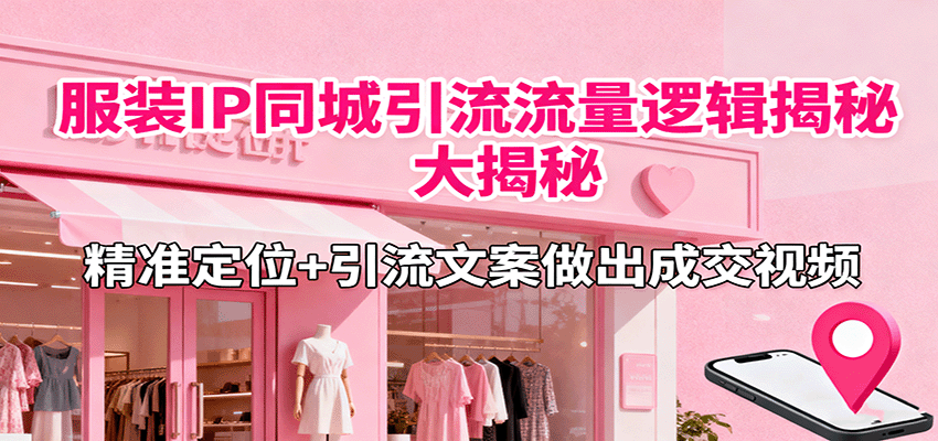 服装IP同城引流流量逻辑大揭秘，精准定位+引流文案做出成交视频|HOOK协议网