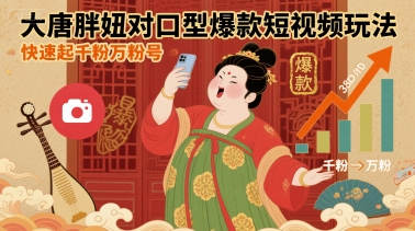 大唐胖妞对口型爆款短视频玩法，快速起千粉万粉号|HOOK协议网