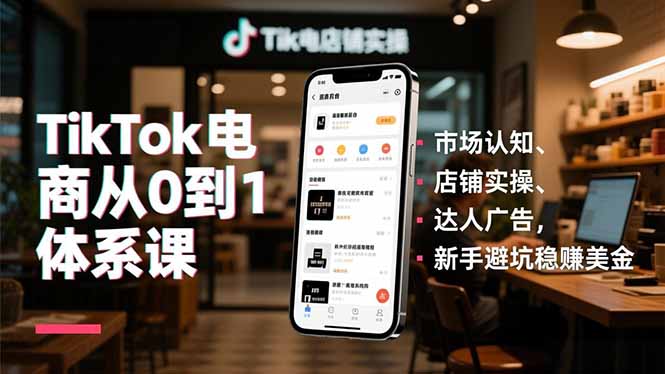 TikTok电商从0到1体系课，市场认知、店铺实操、达人广告，新手避坑稳赚美金|HOOK协议网