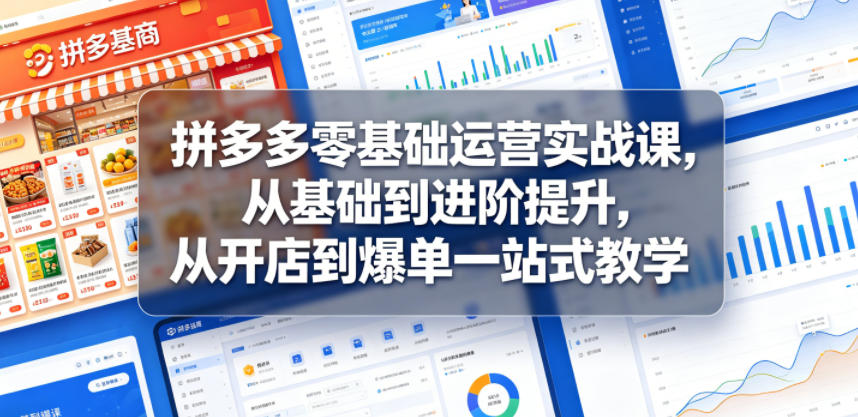 拼多多零基础运营实战课，从基础到进阶提升，从开店到爆单一站式教学|一人科技公司导航