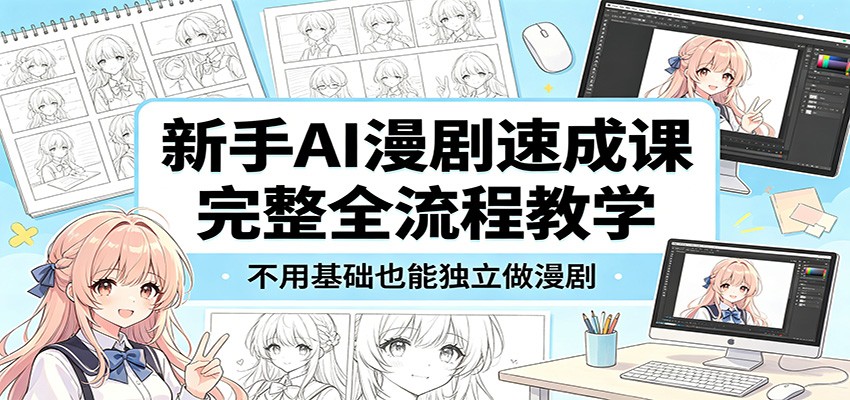 新手AI漫剧速成课：完整全流程教学，不用基础也能独立做漫剧|一人科技公司导航