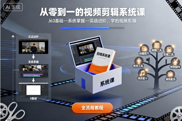 从零到一的视频剪辑系统课，从0基础–系统掌握–实战进阶，学拍视频剪辑|HOOK协议网