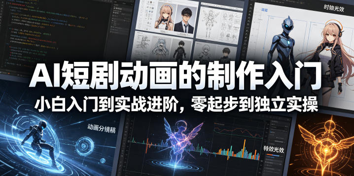 AI短剧动画的制作入门，小白入门到实战进阶，零起步到独立实操|一人科技公司导航