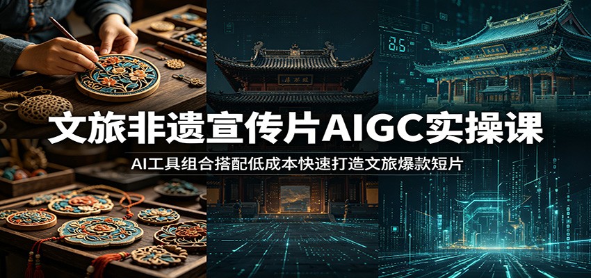 文旅非遗宣传片AIGC实操课：AI工具组合搭配低成本快速打造文旅爆款短片|一人科技公司导航