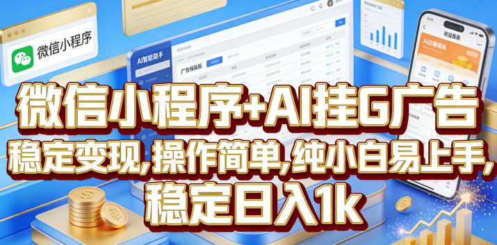 微信小程序+AI挂G广告，稳定变现，操作简单，纯小白易上手，稳定日入1k【揭秘】|一人科技公司导航