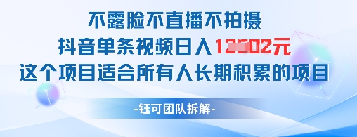 不露脸不直播不拍摄抖音单条视频日入1k+这个项目适合所有人长期积累的项目|HOOK协议网
