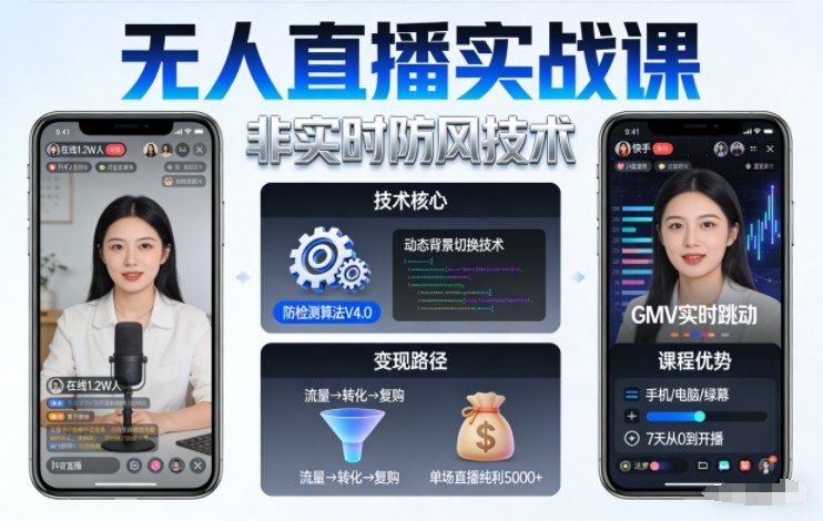 宝子哥无人直播实战课，非实时防风技术，聚焦抖音快手等平台直播带货，轻松开启直播变现之路(更新2026年08月31日)|一人科技OPC聚合软件