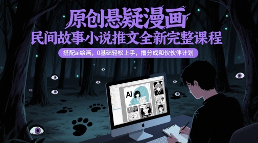 原创悬疑漫画民间故事小说推文全新完整课程， 搭配ai绘画，0基础轻松上手，撸分成和伙伴计划|HOOK协议网