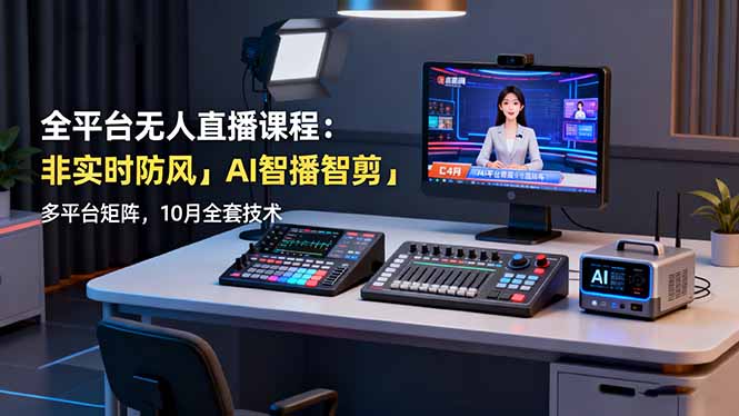全平台无人直播课程：非实时防风＋AI智播智剪＋多平台矩阵，10月全套技术|HOOK协议网