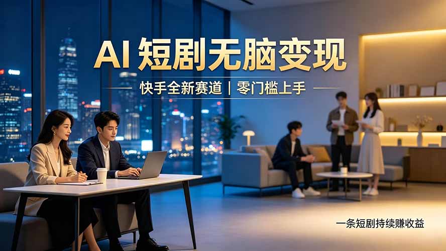 别乱找副业了，快手 AI 短剧零门槛长久被动增收|一人科技OPC聚合软件