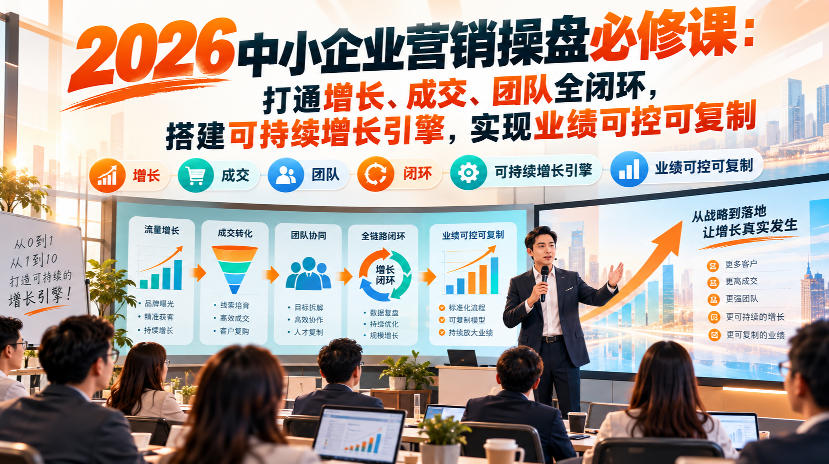 2026中小企业营销操盘必修课：打通增长、成交、团队全闭环，搭建可持续增长引擎，实现业绩可控可复制|一人科技OPC聚合软件