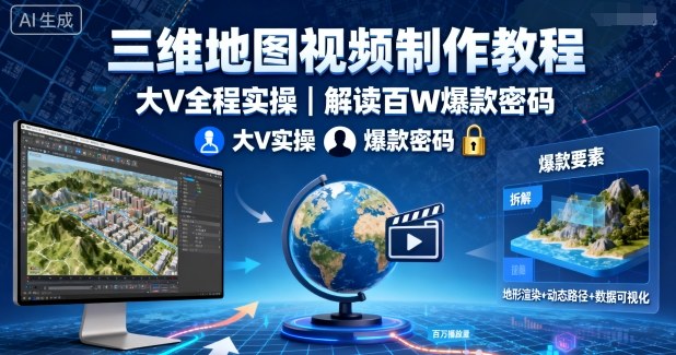 三维地图视频制作教程，大V全程实操，解读百W爆款密码|HOOK协议网
